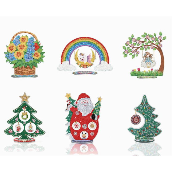 5D鑽石繪畫充滿鑽石聖誕節三維卡裝飾品創意手工無包裝DIY雙面鑽石裝飾貼紙鑽石繪畫